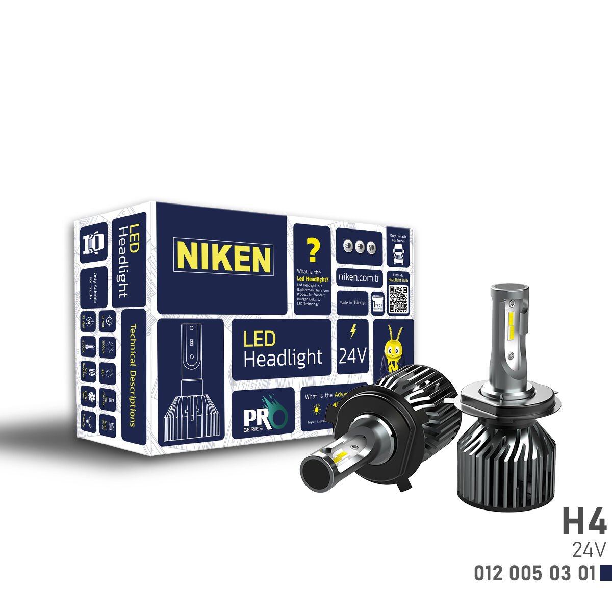 LED XENON PRO SERİSİ H4 (24V) | Ağır Vasıta Uyumlu Çift Kademeli LED Far Ampulü