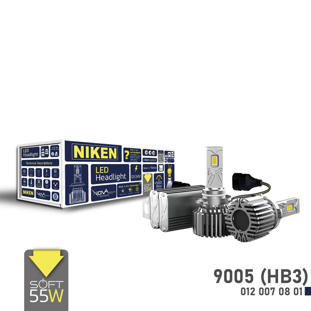 LED Xenon Nova Soft Serisi 9005 HB3 55W | Ultra Parlak Beyaz LED Far Ampulü