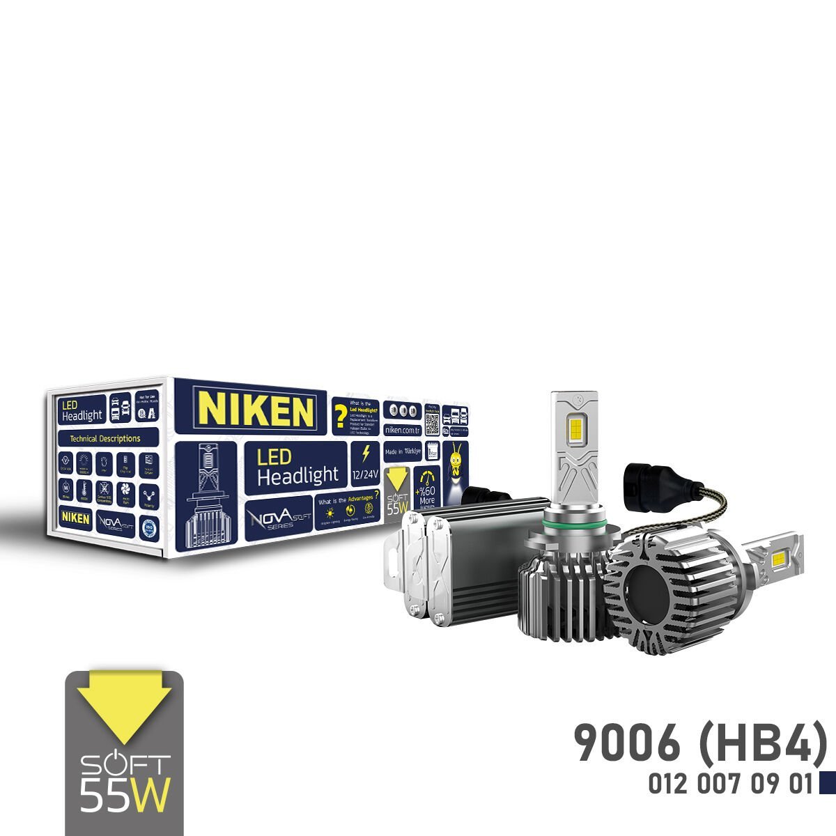 LED Xenon Nova Soft Serisi 9006 HB4 55W | Ultra Parlak Beyaz LED Far Ampulü