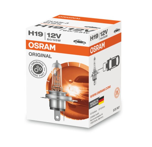 Osram 12V H19 60/55W Halojen Far Ampulü | Çift Filamanlı Kısa ve Uzun Far