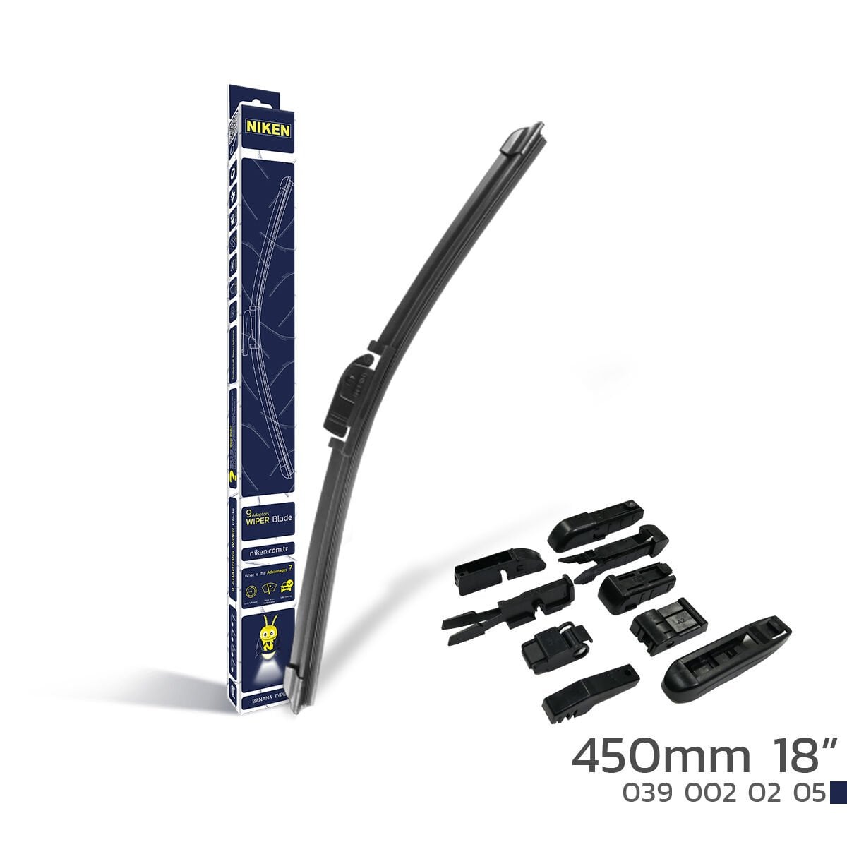 Niken 450 mm 18 İnç 9 Aparatlı Banana Tip Silecek – Evrensel Muz Tipi Silecek