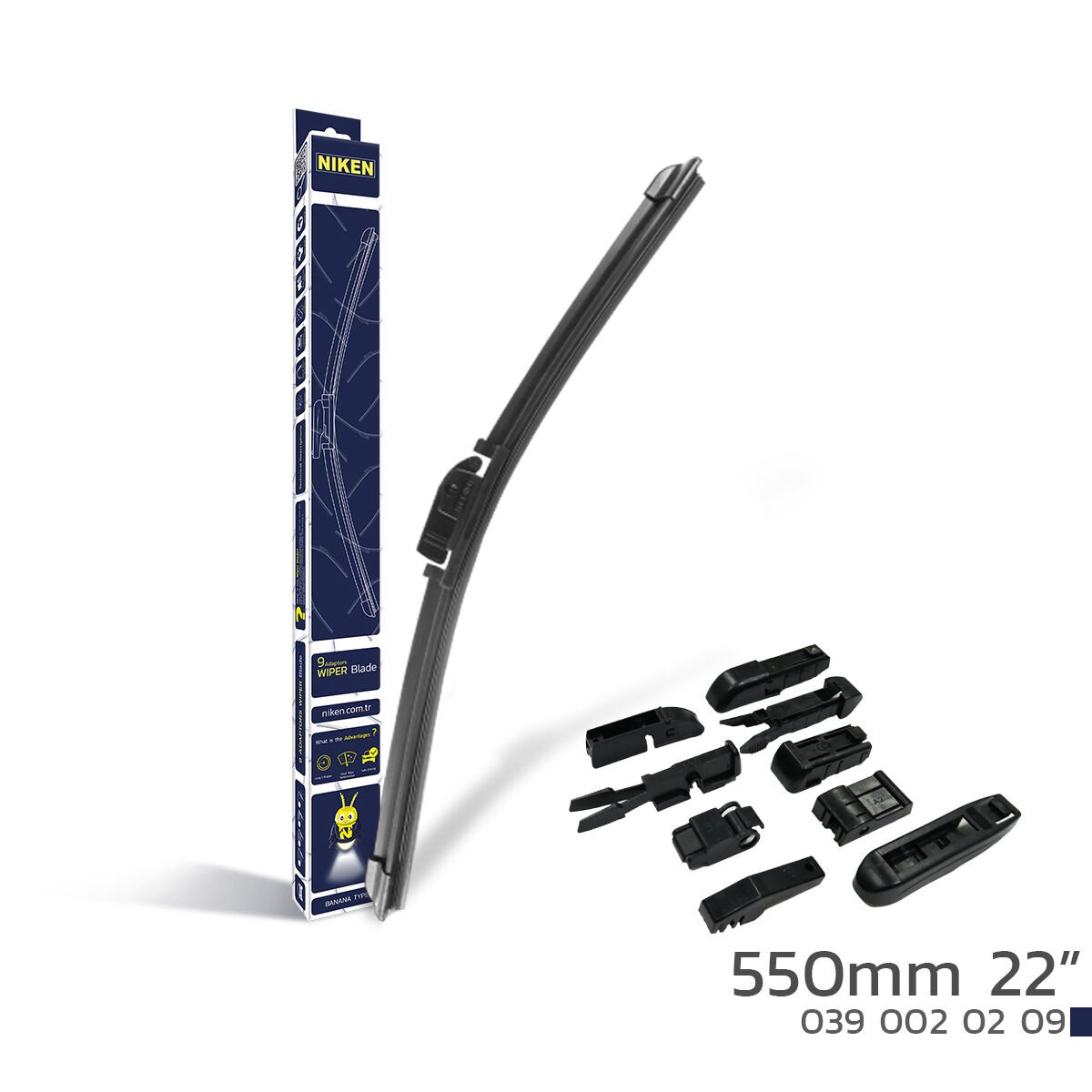 Niken 550 mm 22 İnç 9 Aparatlı Banana Tip Silecek – Evrensel Muz Tipi Silecek