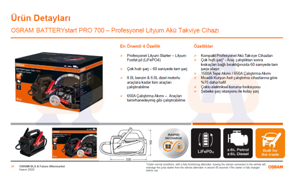 Osram Akü Takviye Cihazı PRO 700 Profesyonel Jump Starter ve Powerbank