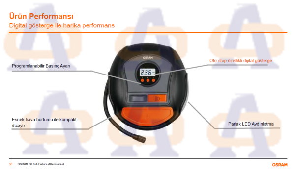 Osram Hava Pompası Dijital 450 12V Dijital Lastik Şişirme Kompresörü