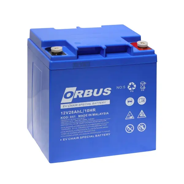 Orbus 12V 28 Ah Dikey Engelli Araç Aküsü