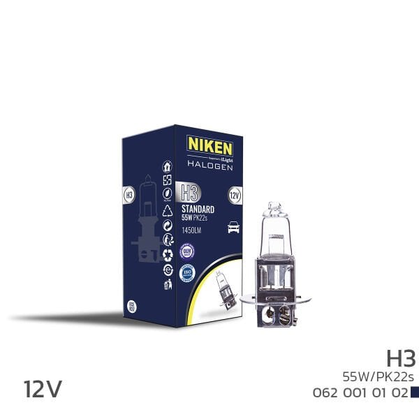 NIKEN 12V H3 55W Halojen Ampul PK22s Güçlü Işık Performansı Uzun Ömürlü Far Ampulü