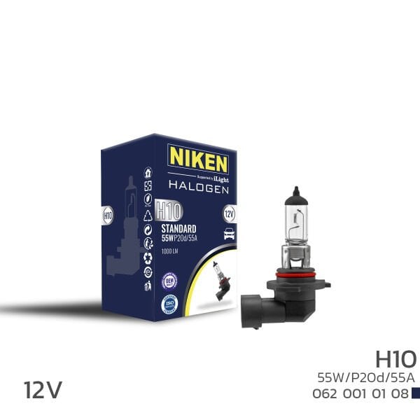 NIKEN 12V H10 55W Halojen Ampul P20d/55A Güçlü ve Dengeli Işık Performansı Far Ampulü