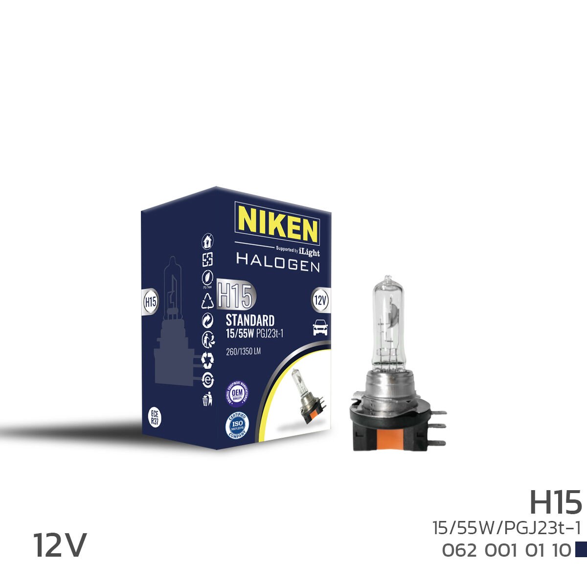 NIKEN 12V H15 15W/55W Halojen Ampul PGJ23t-1 Çift Fonksiyonlu Güçlü Far Ampulü
