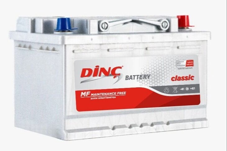 12 V 75 Ah Dinç Akü L3 Kasa Düz MF Uzun Kenar Tırnaklı