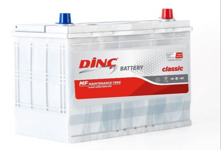 12 V 90 Ah Dinç Akü N70 Kasa Düz SMF Uzun Kenar Tırnaklı