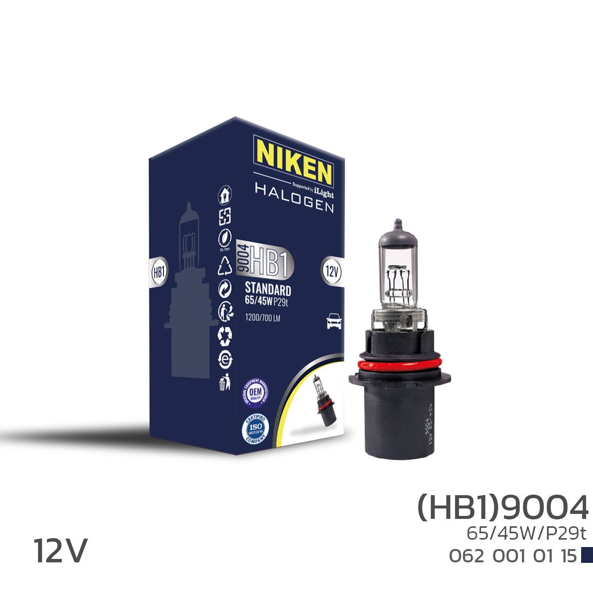 NIKEN 12V 9004 (HB1) 65W/45W Halojen Ampul P29t Çift Filamanlı Güçlü Far Ampulü