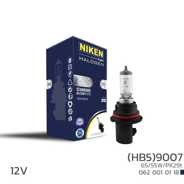 NIKEN 12V 9007 (HB5) 65W/55W Halojen Ampul PX29t Çift Filamanlı Güçlü Far Ampulü