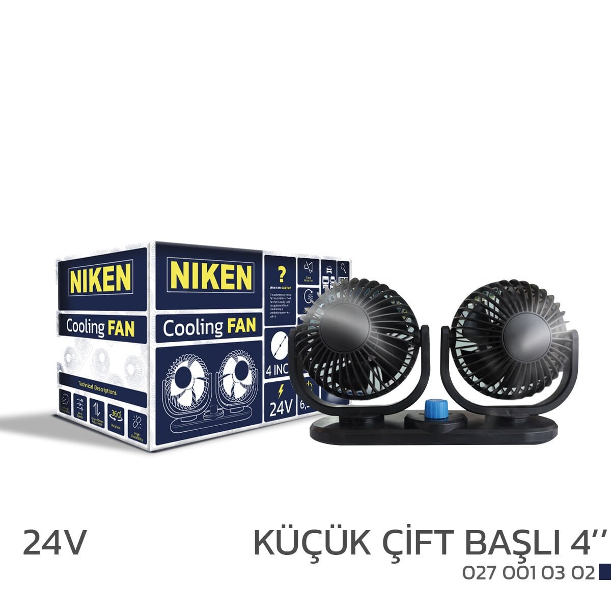 Araç Vantilatörü Küçük Çift Başlı 24V 4 İnç – Kompakt ve Güçlü Çift Hava Akışı