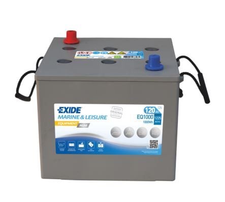 Exide Marin EXD-EQ1000 AGM 120Ah 1225 CCA Equipment Marin Akü Deniz Aküsü | AGM Teknoloji