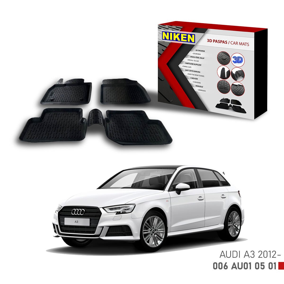 Audi A3 HB 2012-3D Uyumlu Araca Özel Paspas – Dayanıklı ve Şık