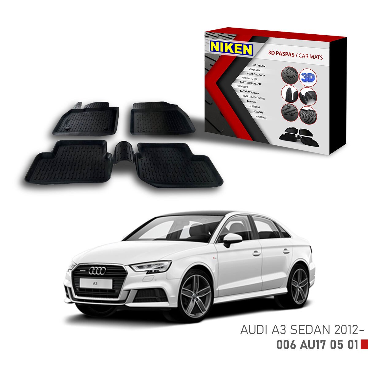 Audi A3 SD 2012-3D Uyumlu Araca Özel Paspas – Dayanıklı ve Şık