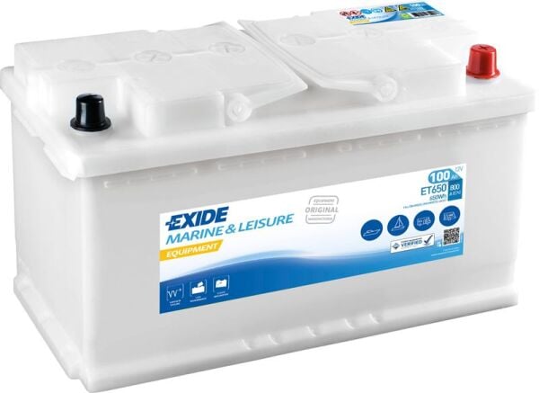 Exide Marin EXD-ET650 12V 100Ah 800 CCA Marin Akü – Tekne ve Deniz Araçları İçin