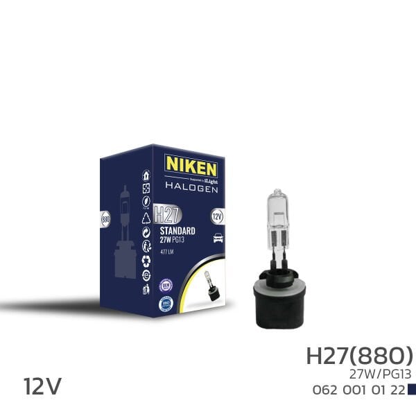 NIKEN 12V H27 Düz Soket 27W Halojen Ampul 880 PG13 Net ve Dengeli Işık Performansı
