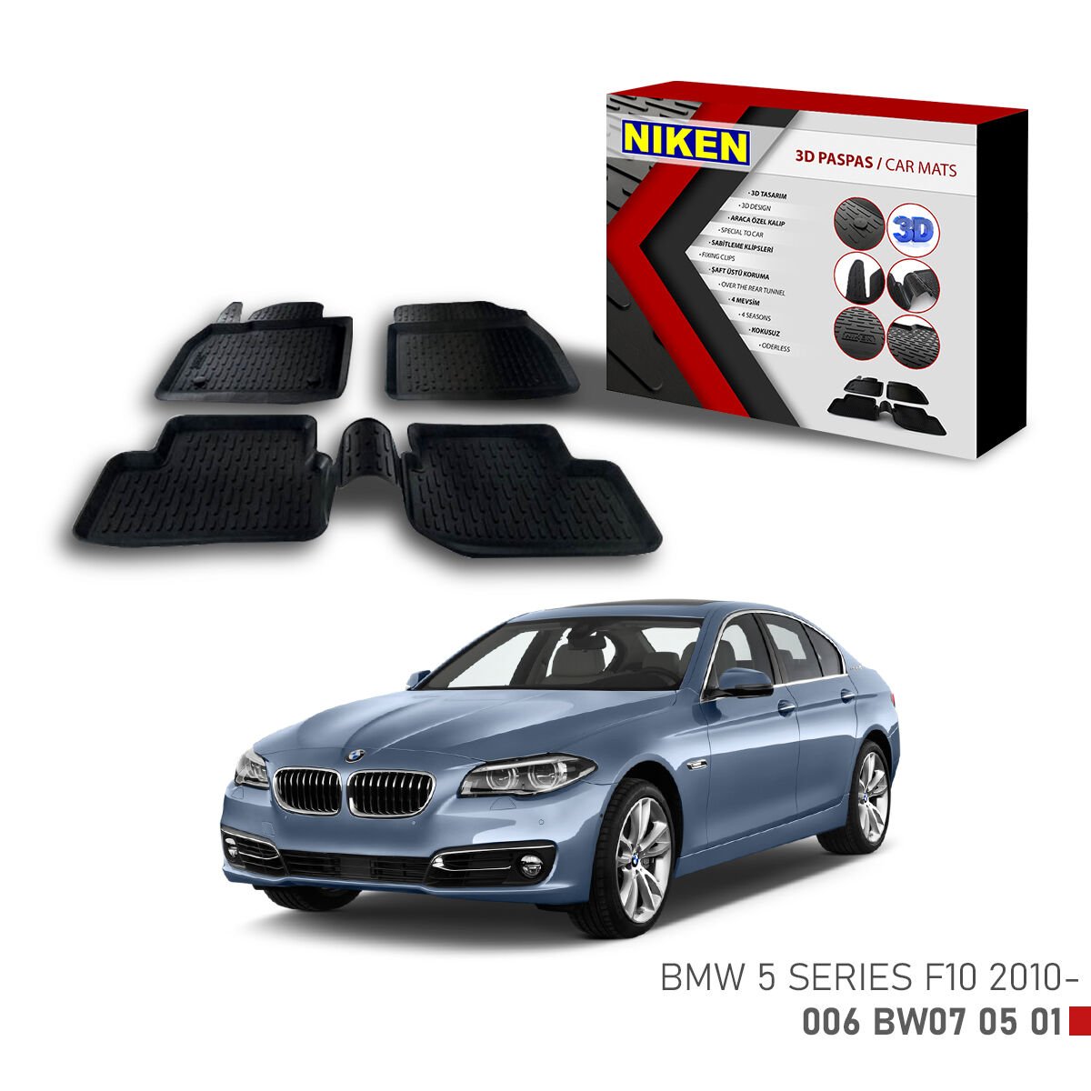 BMW 5 Series F10 2010-3D Uyumlu Araca Özel Paspas – Dayanıklı ve Şık
