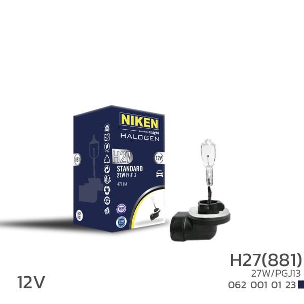 NIKEN 12V H27 Eğri Soket 27W Halojen Ampul 881 PGJ13 Net ve Dengeli Sis Farı Aydınlatması