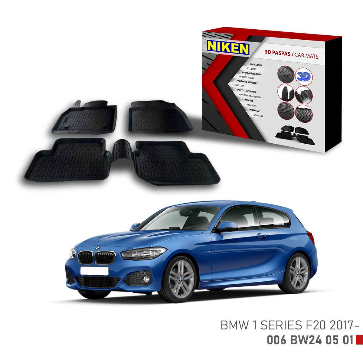 BMW 1 Series F20 2011-2019-3D Uyumlu Araca Özel Paspas – Dayanıklı ve Şık