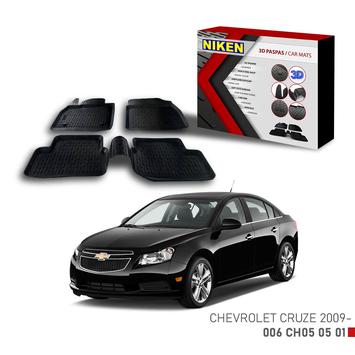 Chevrolet Cruze 2009-3D Uyumlu Araca Özel Paspas – Dayanıklı ve Şık
