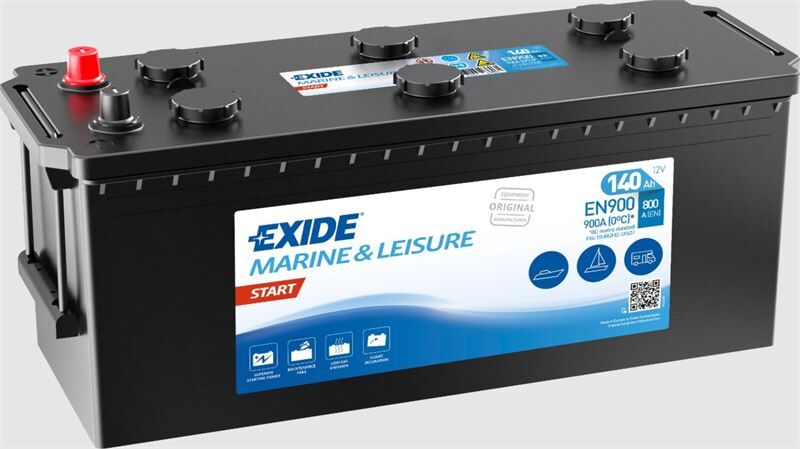 Exide Marin EXD‑EN900 12 V 140 Ah 800 CCA Start Ters Marin Akü – Tekne ve Deniz Araçları İçin