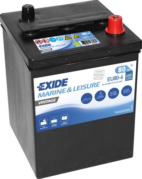 Exide Marin EXD‑EU80‑6 6 V 80 Ah 600 CCA Marin Start Akü – Tekne ve Deniz Araçları İçin