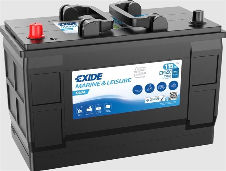 Exide Marin EXD‑ER550 12 V 115 Ah 760 CCA Start Ters Marin Akü – Tekne ve Deniz Araçları İçin