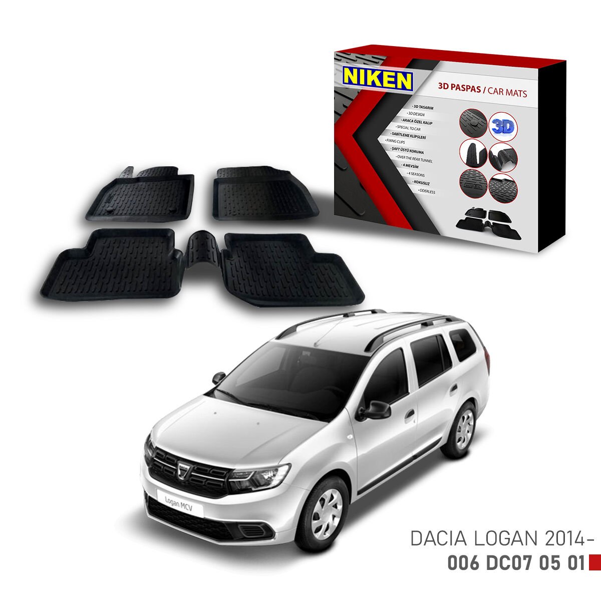 Dacia Logan 2014-3D Uyumlu Araca Özel Paspas – Dayanıklı ve Şık