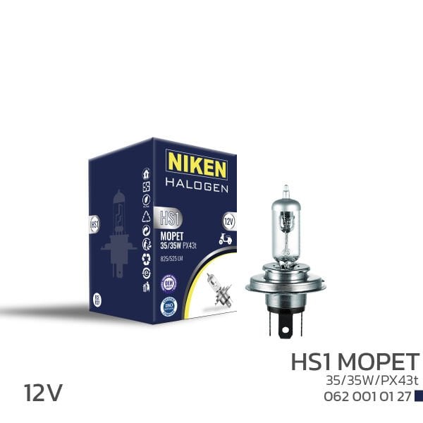 NIKEN 12V HS1 35W/35W Halojen Mopet Far Ampulü PX43t Çift Filamanlı