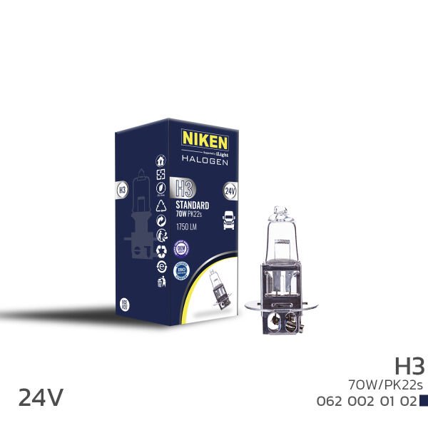 NIKEN 24V H3 70W Halojen Ampul PK22s Ağır Vasıta Far Ampulü