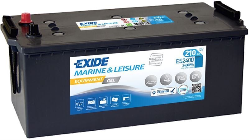 Exide Equipment GEL EXD‑ES2400 12 V 210 Ah GEL (Jel) Akü – Tekne, Karavan ve 12 V Enerji Uygulamaları İçin (Ters / ETN 3)