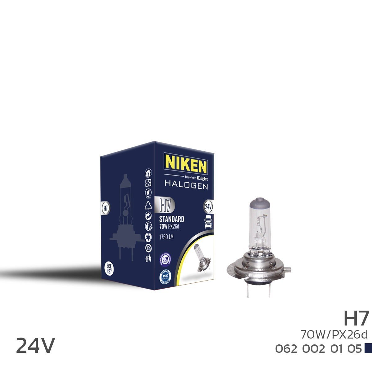 NIKEN 24V H7 70W Halojen Ampul PX26d Ağır Vasıta Far Ampulü