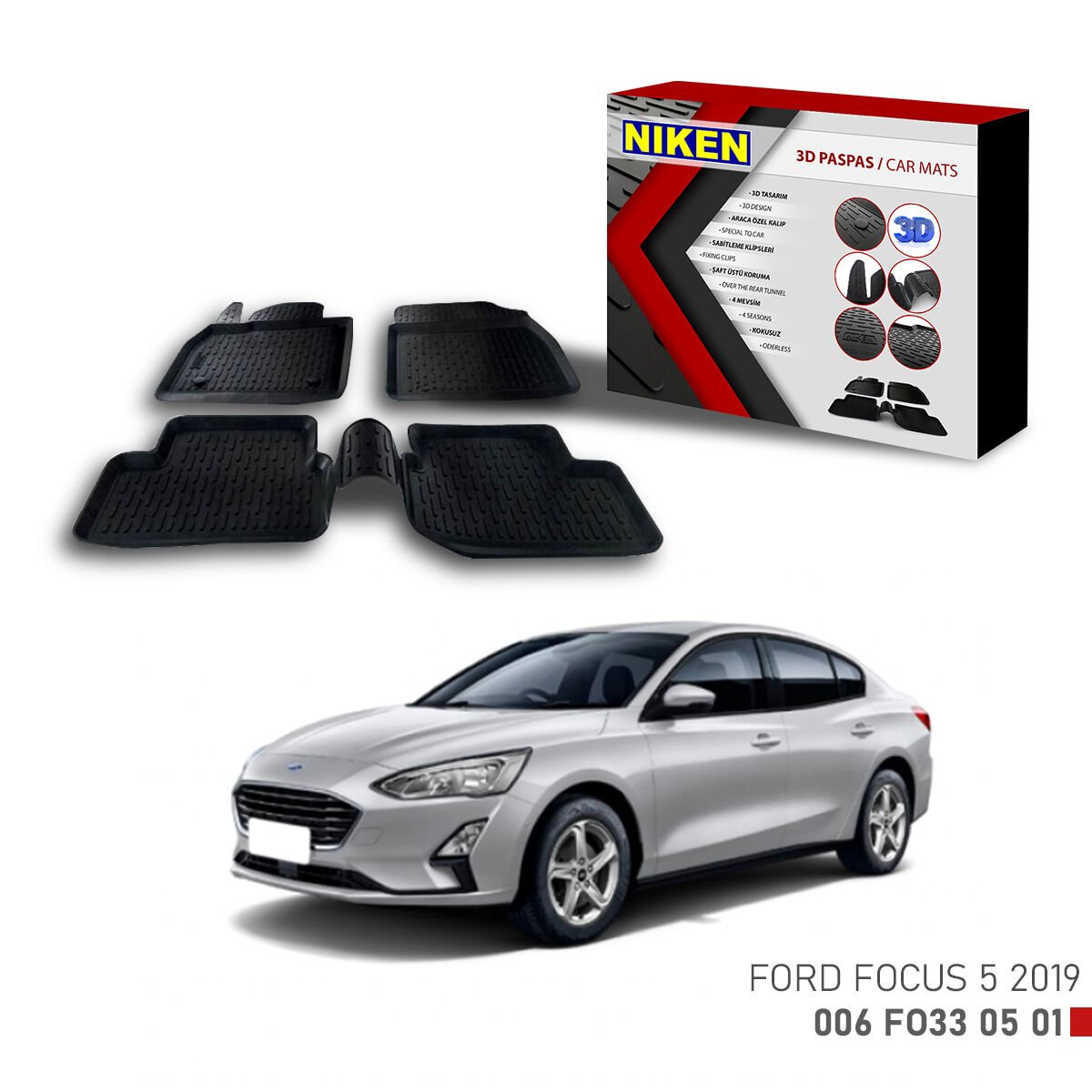 Ford Focus 5 2019-3D Uyumlu Araca Özel Paspas – Dayanıklı ve Şık