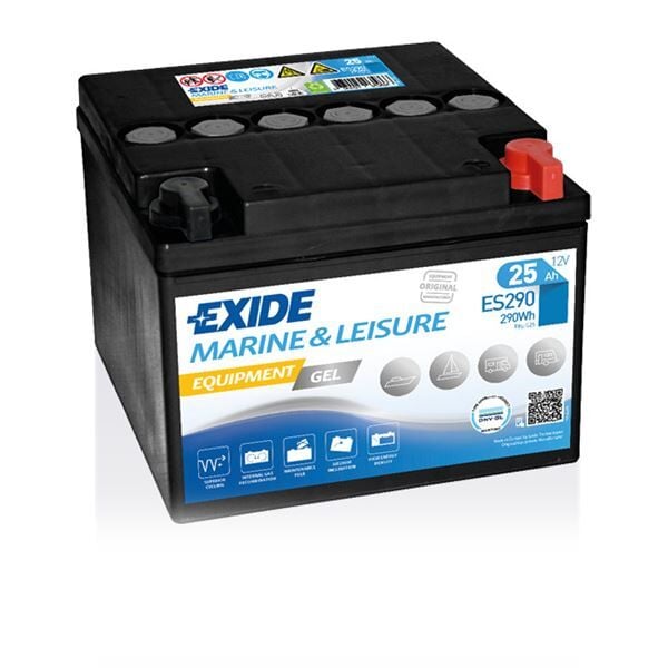 Exide Equipment GEL EXD‑ES290 12 V 25 Ah 290 Wh Jel Akü – Tekne, Karavan ve 12 V Enerji Sistemleri İçin (Düz / ETN 0)