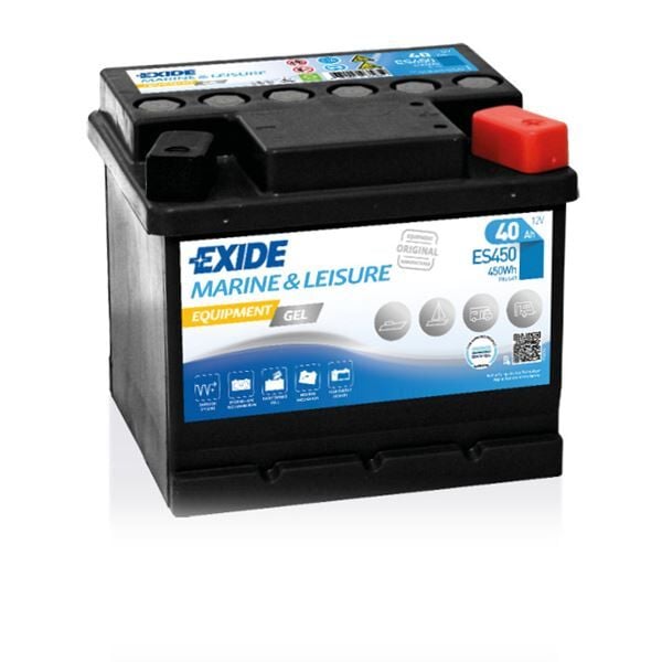 Exide Equipment GEL EXD‑ES450 12 V 40 Ah 450 Wh Jel Akü – Tekne, Karavan ve 12 V Enerji Sistemleri İçin (Düz / ETN 0)