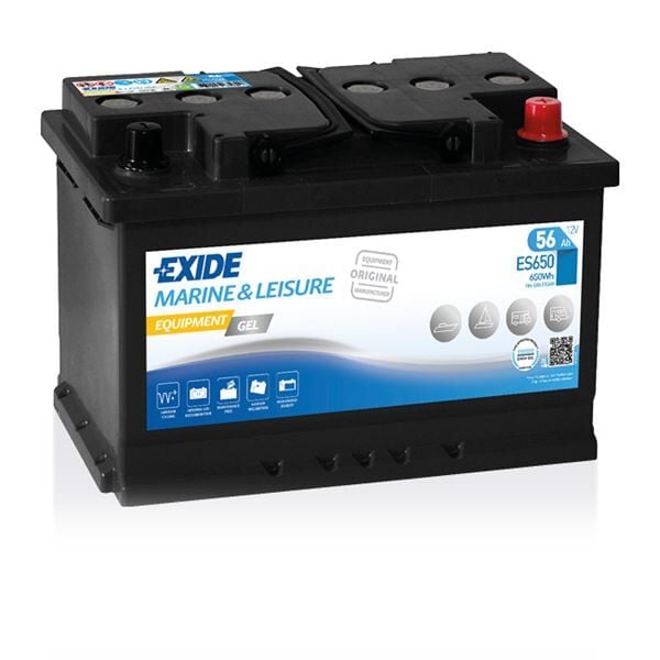 Exide Equipment GEL ES650 12 V 56 Ah 650 Wh Jel Akü – Tekne, Karavan ve 12 V Enerji Sistemleri İçin (Düz / ETN 0)