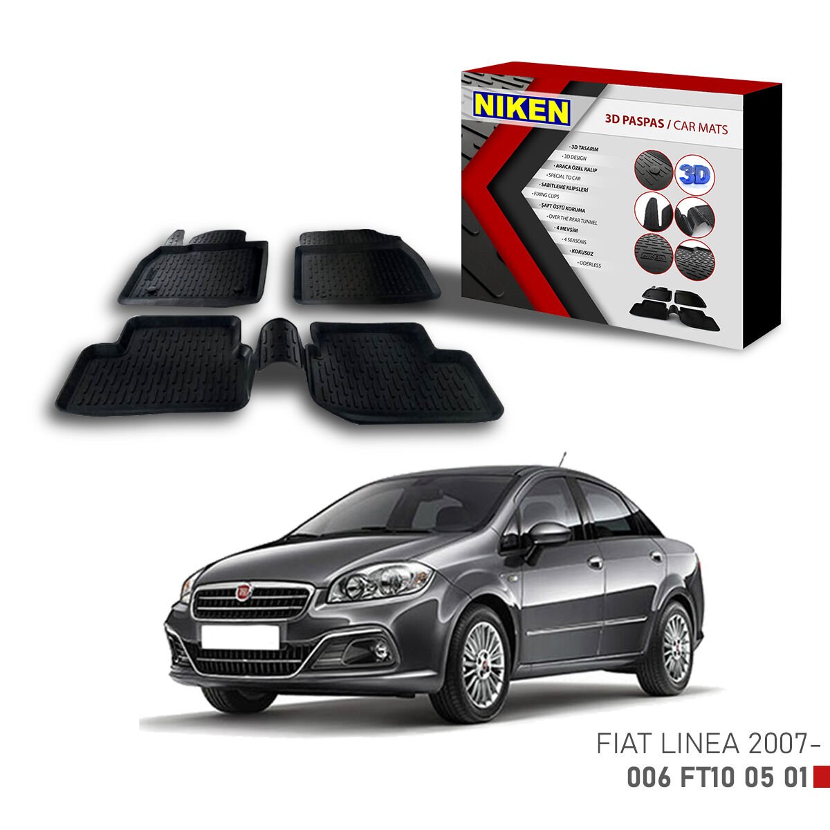 Fiat Linea 2007-3D Uyumlu Araca Özel Paspas – Dayanıklı ve Şık