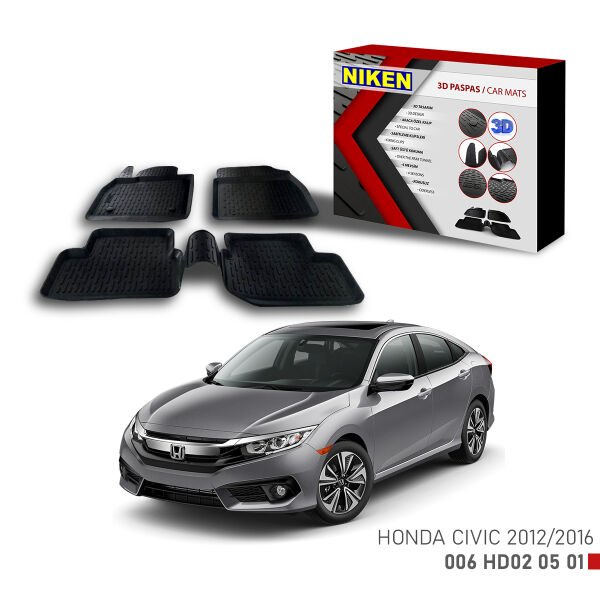 Honda Civic 2012-2016-3D Uyumlu Araca Özel Paspas – Dayanıklı ve Şık