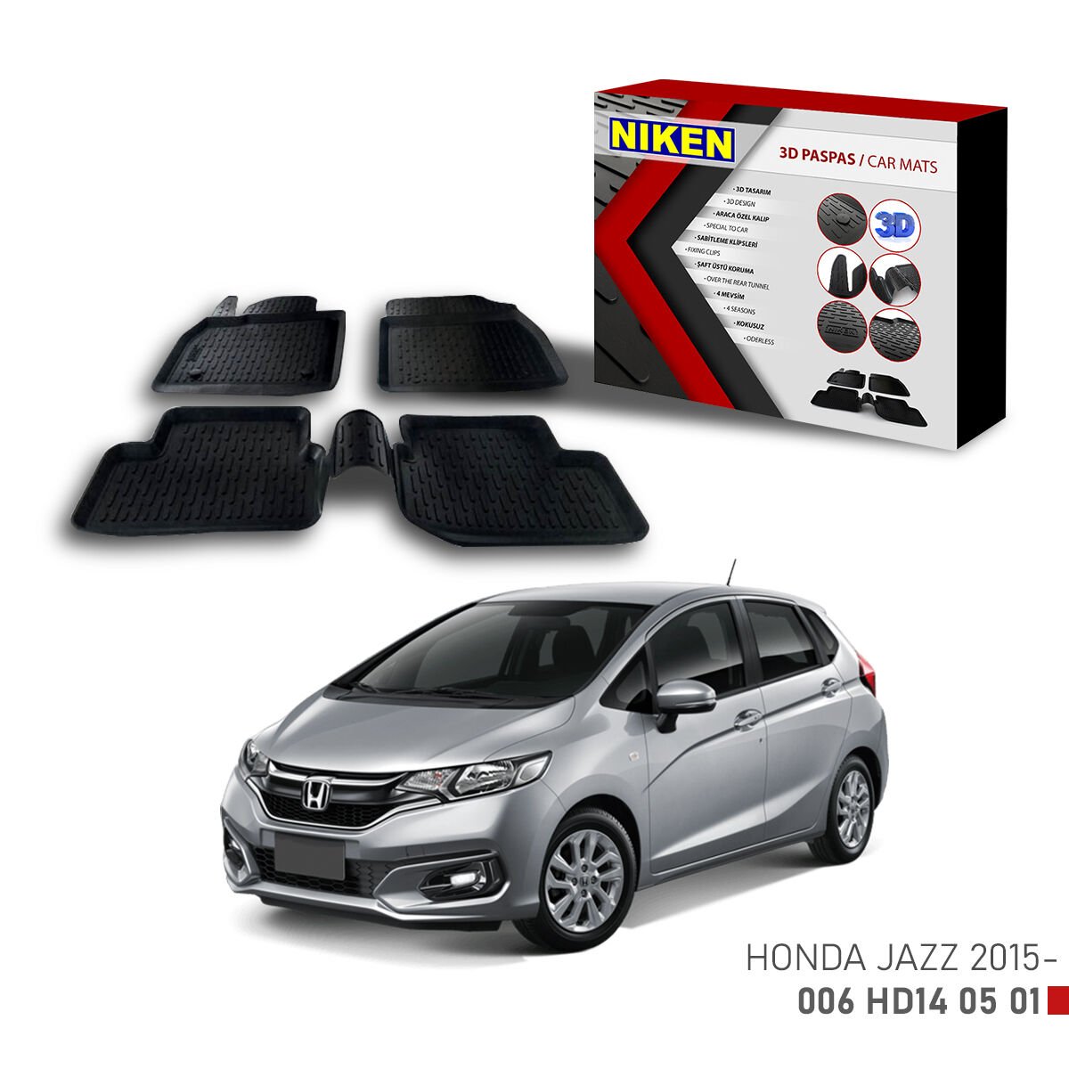 Honda Jazz 2015-3D Uyumlu Araca Özel Paspas – Dayanıklı ve Şık
