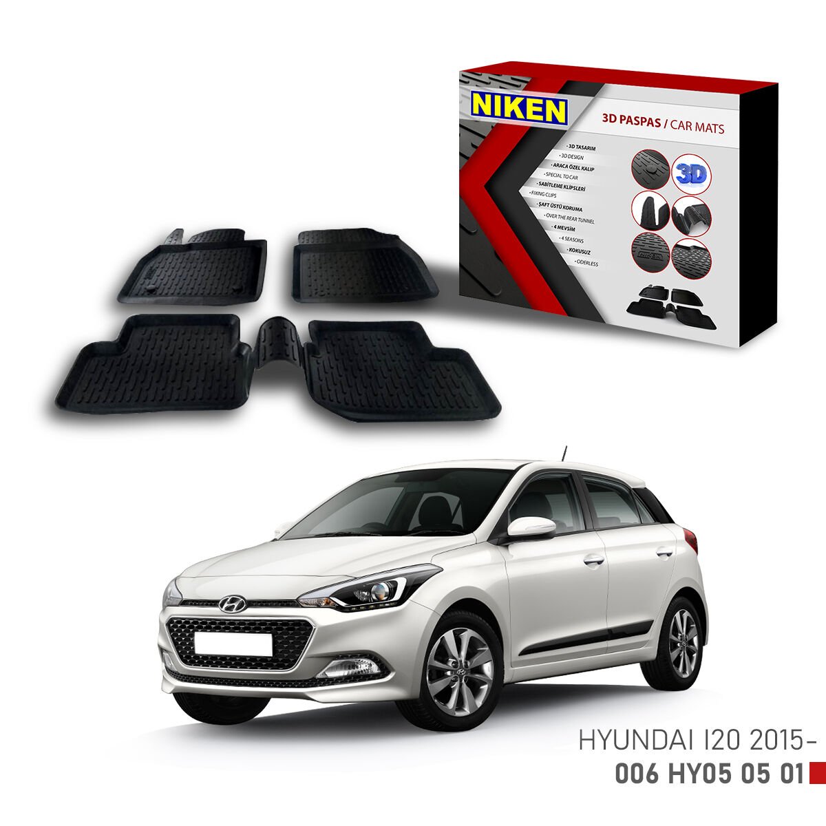 Hyundai i20 2015-3D Uyumlu Araca Özel Paspas – Dayanıklı ve Şık