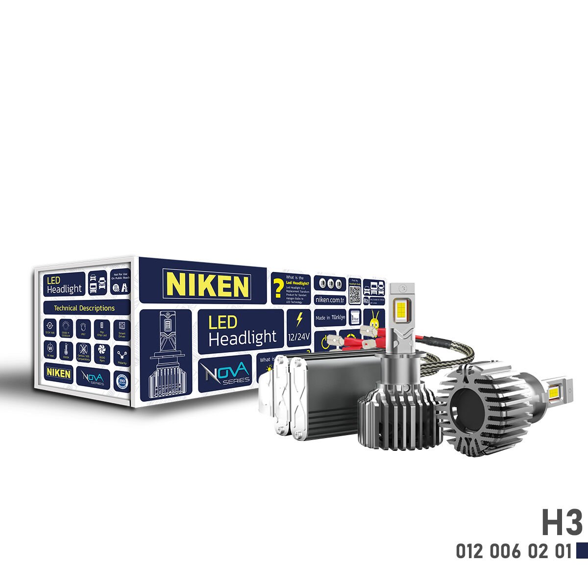 LED Xenon Nova Serisi H3 90W Ampul | Ultra Güçlü Beyaz Far Işığı