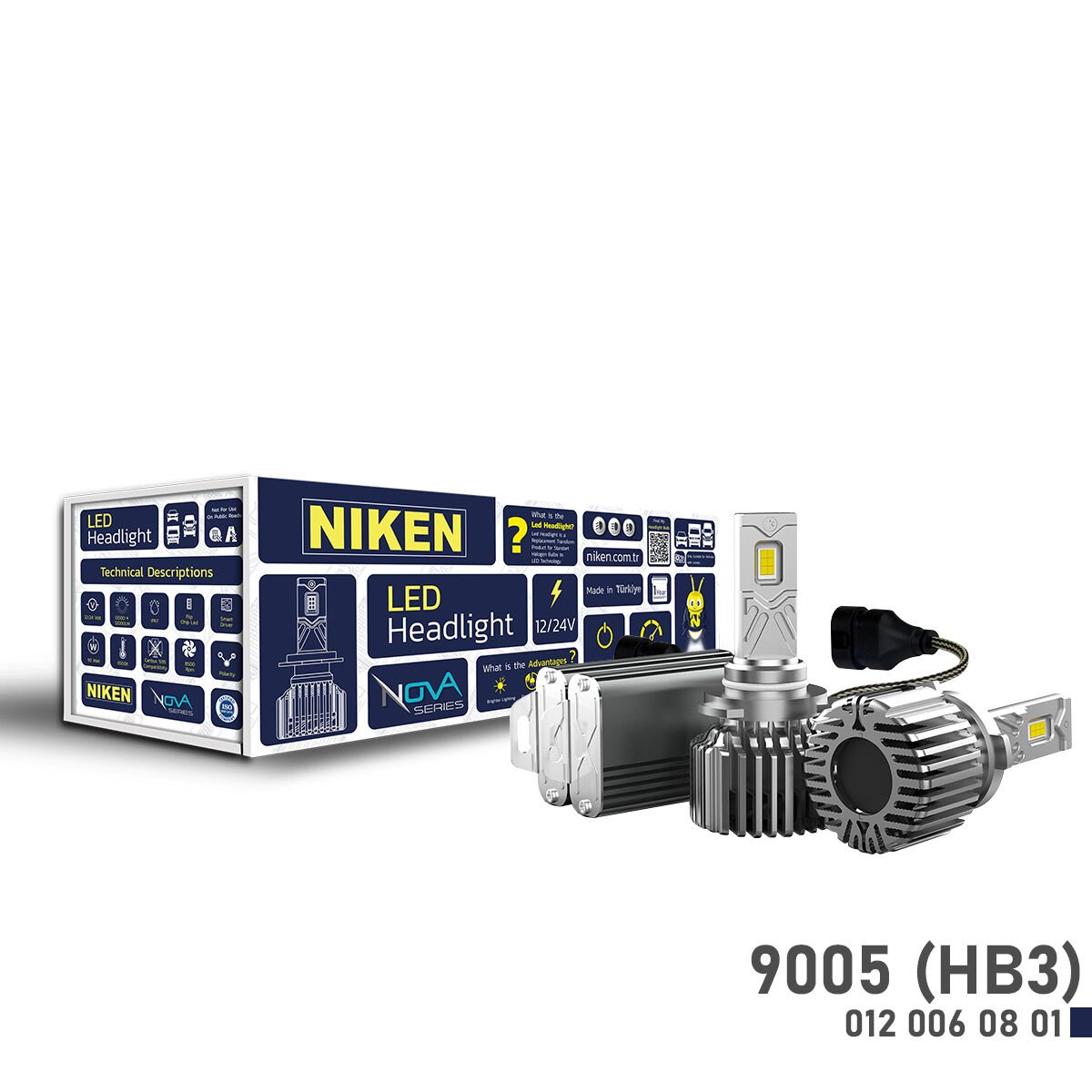 LED Xenon Nova Serisi 9005 (HB3) 90W Ampul | Ultra Güçlü Beyaz Far