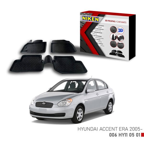 Hyundai Accent Era 2005-3D Uyumlu Araca Özel Paspas – Dayanıklı ve Şık
