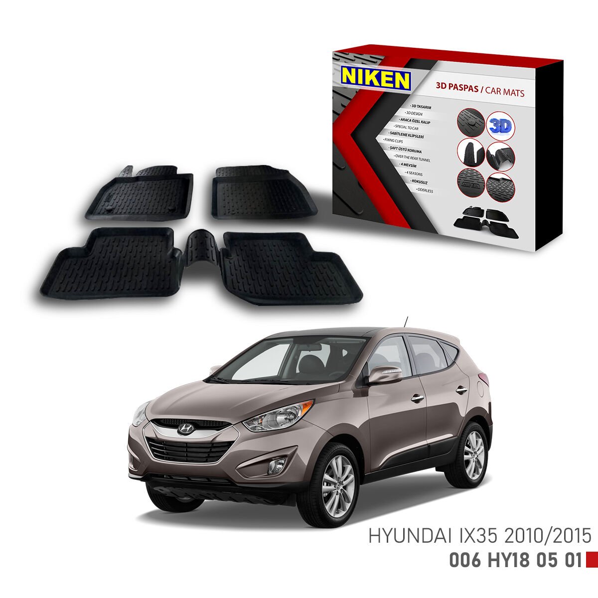 Hyundai ix35 2010-2015-3D Uyumlu Araca Özel Paspas – Dayanıklı ve Şık