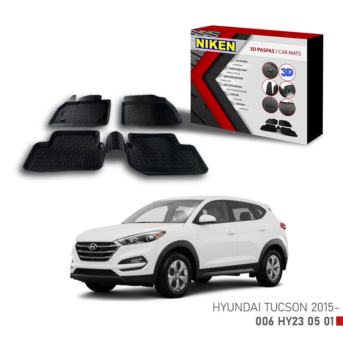 Hyundai Tucson 2015-3D Uyumlu Araca Özel Paspas – Dayanıklı ve Şık