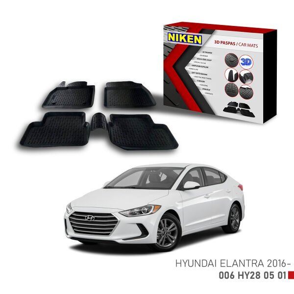 Hyundai Elantra 2016-3D Uyumlu Araca Özel Paspas – Dayanıklı ve Şık