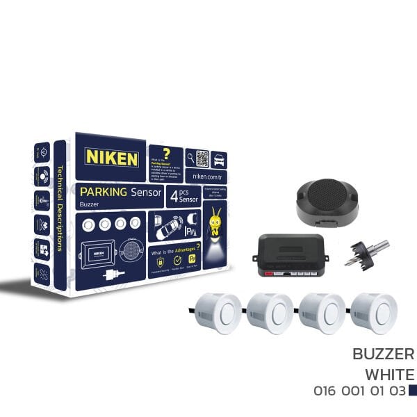 Ses İkazlı Park Sensörü Beyaz | Araç Park Mesafe Sensörü