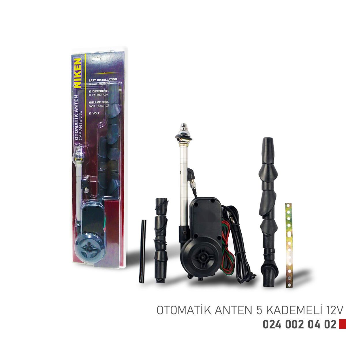 NIKEN 5 Kademeli 12V Otomatik Anten | Elektrikli Araç Anteni